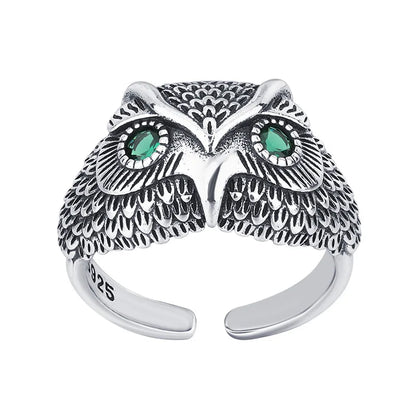 925 Sterling Silver Owl Zircon Open Rings For Women Wedding Engagement Luxury Jewelry Accessories Wholesale Jewellery