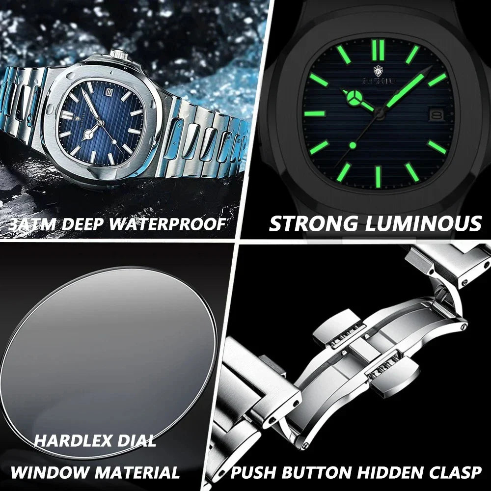 Nuevo reloj de movimiento informal de negocios para hombre, relojes de lujo automáticos, relojes de pulsera de cuarzo de moda para hombre, regalos Relogio Masculino