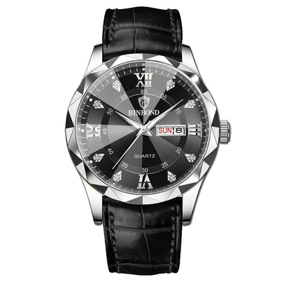 New Gold Business Leather Casual Diamond Clock Men Luxury Watch Automatic Watches Mens Fashion Quartz Wristwatches Orologi Uomo
