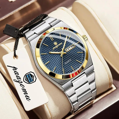 PAAZOMU Original Luxury Men Clock Fashion Luminous Waterproof Chronograph Date Watch For Man Leather Quartz Men's Watches Reloj