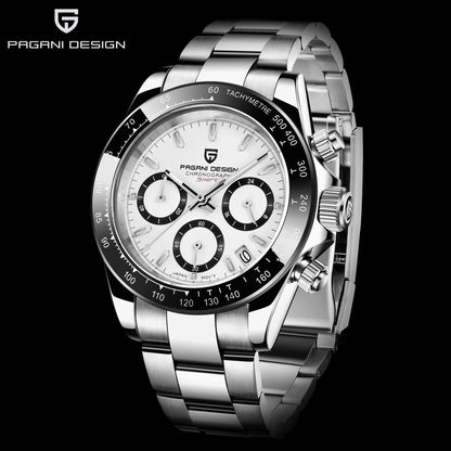 PAGANI DESIGN New Ceramic Bezel Men Quartz Wristwatches Luxurys Sapphire Glass Chronograph 100m Waterproof Stainless Watches Men