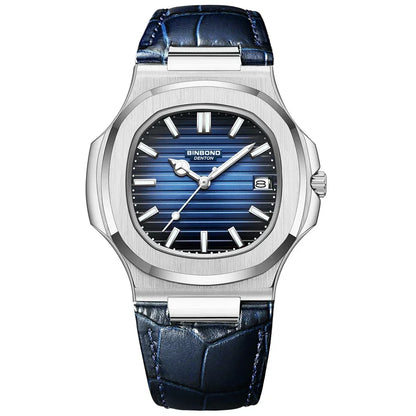 Casual Business New Blue Leather Man Clock Men Luxury Watch Automatic Watches Mens Fashion Quartz Wristwatches Montre Homme 2026
