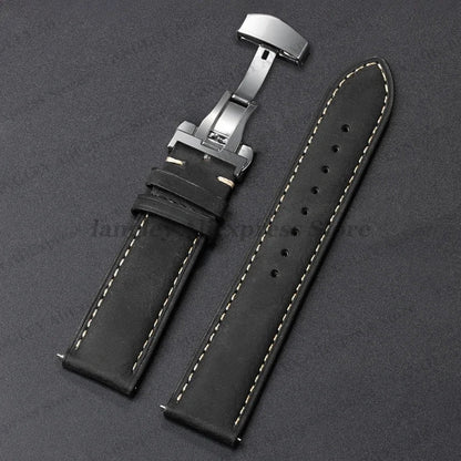 Polar Leather Watch Band For Smartwatch Genuine Calfskin Butterfly Clasp