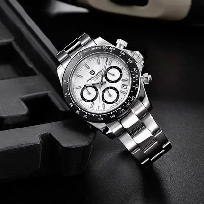 PAGANI DESIGN New Ceramic Bezel Men Quartz Wristwatches Luxurys Sapphire Glass Chronograph 100m Waterproof Stainless Watches Men