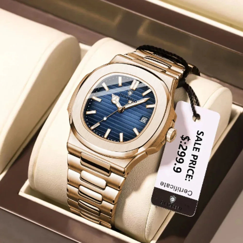 Nouvelle Suisse Homme Décontracté Or Rose Horloge Montre Homme Luxe Montres Automatiques Hommes Mode Montres-bracelets à Quartz Tudo Por 1 Real