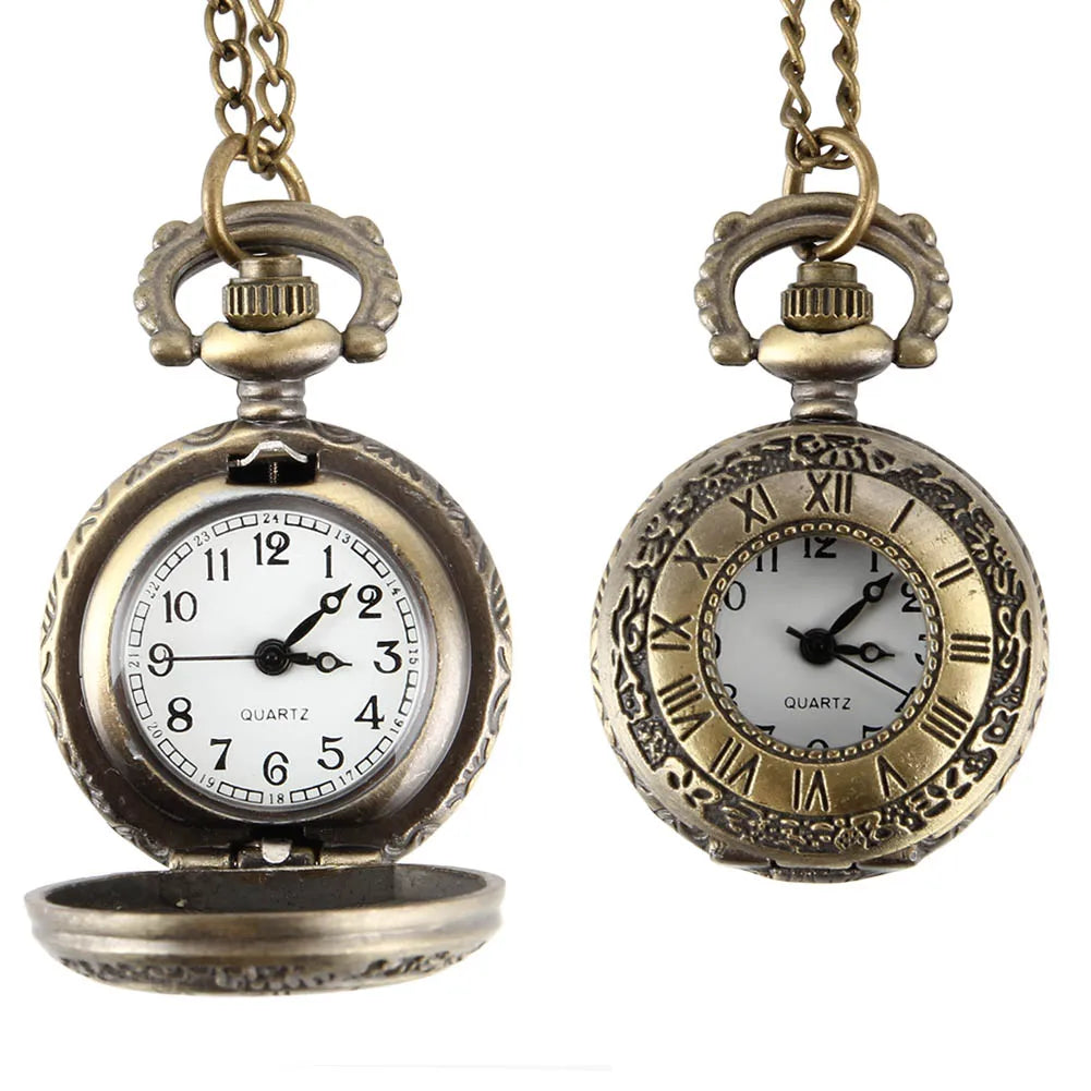 Montre de poche collier à chaîne avec affichage de l'heure double et chiffres en alliage, style vintage, cadeaux d'anniversaire