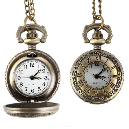 Montre de poche collier à chaîne avec affichage de l'heure double et chiffres en alliage, style vintage, cadeaux d'anniversaire