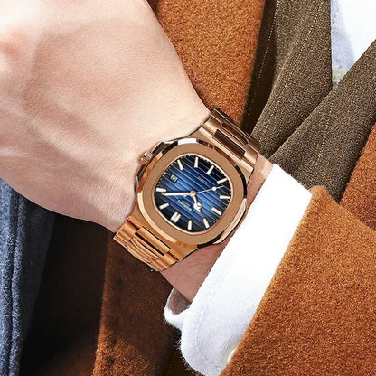 Nouvelle Suisse Homme Décontracté Or Rose Horloge Montre Homme Luxe Montres Automatiques Hommes Mode Montres-bracelets à Quartz Tudo Por 1 Real