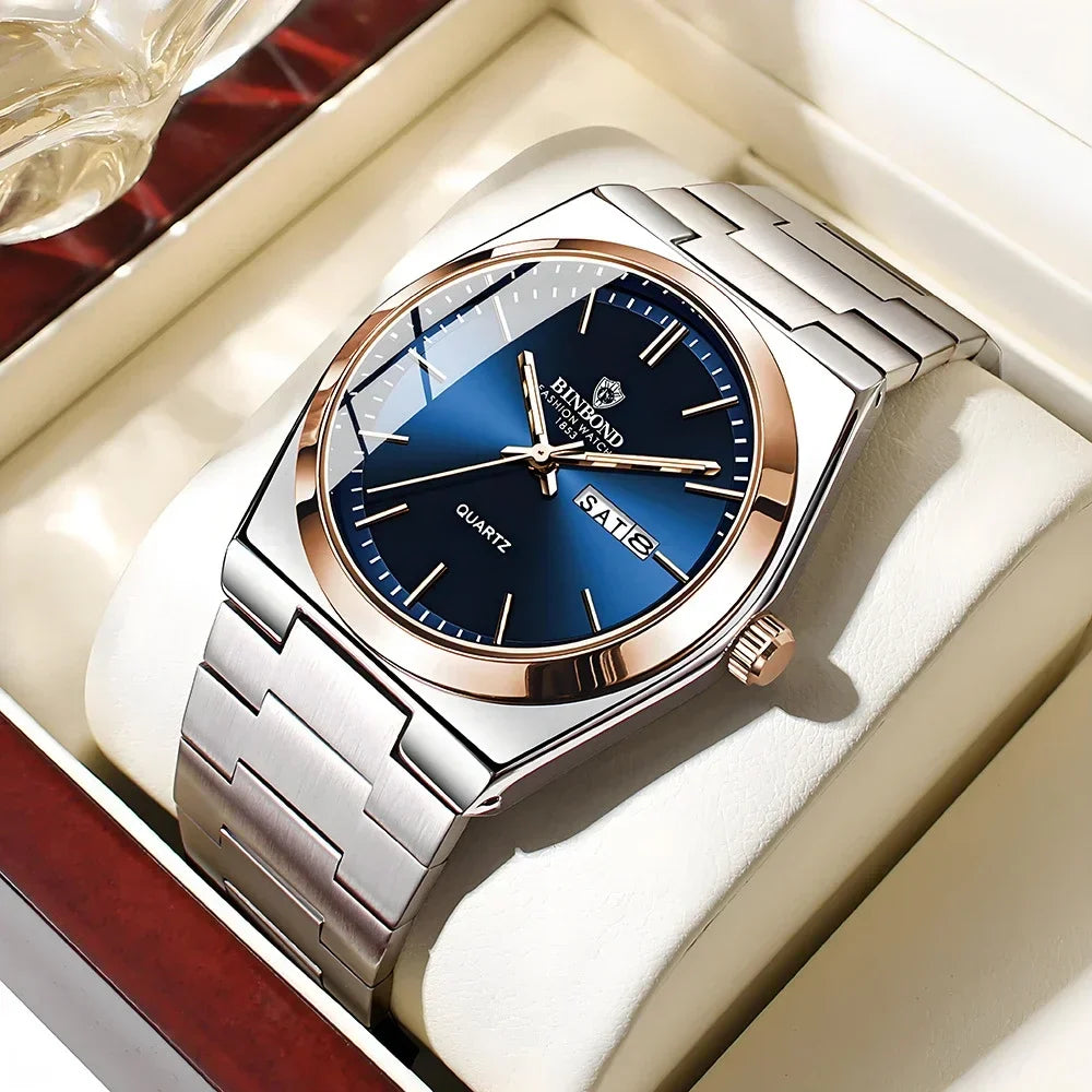 Nuevos regalos Casual Business Top Reloj azul para hombre Relojes de lujo automáticos Relojes de cuarzo de moda para hombre Relogio Masculino