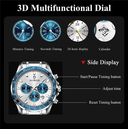 Sports New Men Chornograph Watch For Man Luxury Brand Fashion Quartz Wristwatches Gifts Mens Watches Automatic Digital Clock
