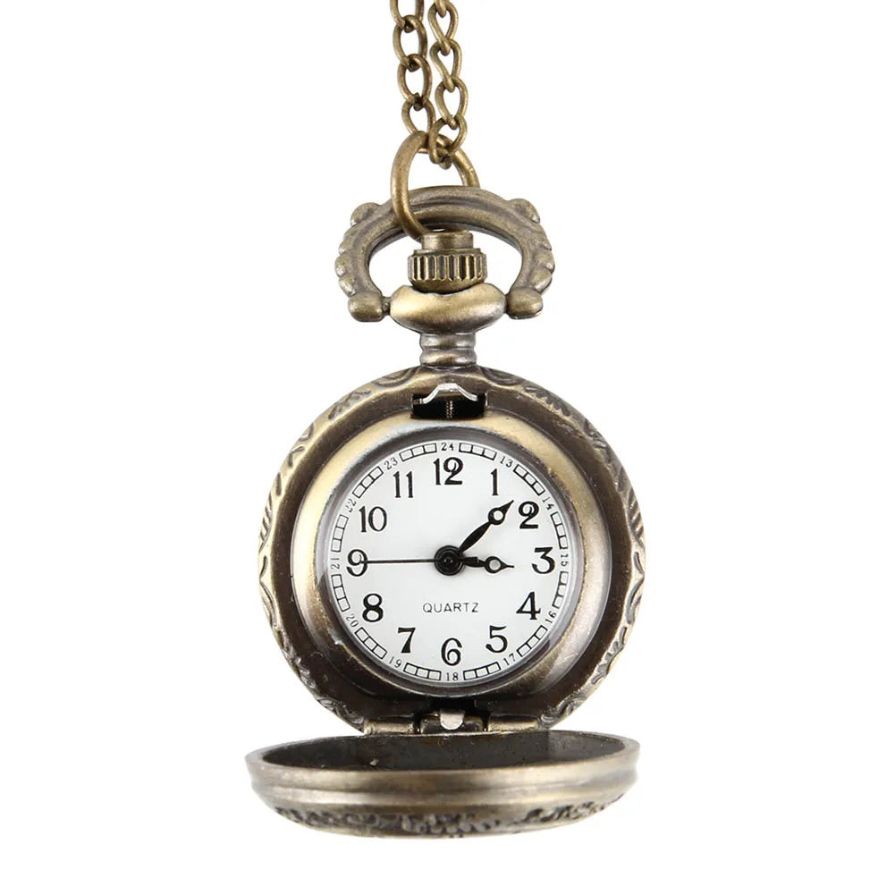 Montre de poche collier à chaîne avec affichage de l'heure double et chiffres en alliage, style vintage, cadeaux d'anniversaire