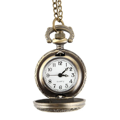 Montre de poche collier à chaîne avec affichage de l'heure double et chiffres en alliage, style vintage, cadeaux d'anniversaire