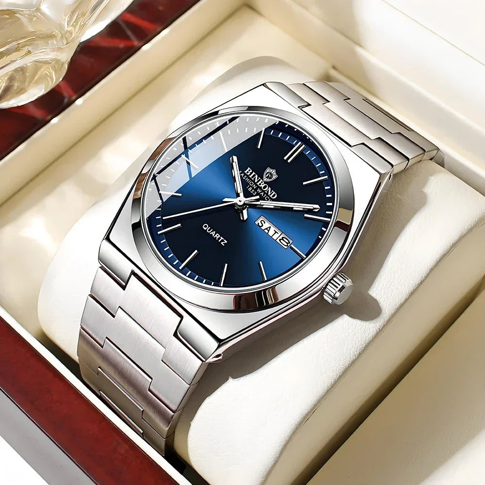 Nuevos regalos Casual Business Top Reloj azul para hombre Relojes de lujo automáticos Relojes de cuarzo de moda para hombre Relogio Masculino