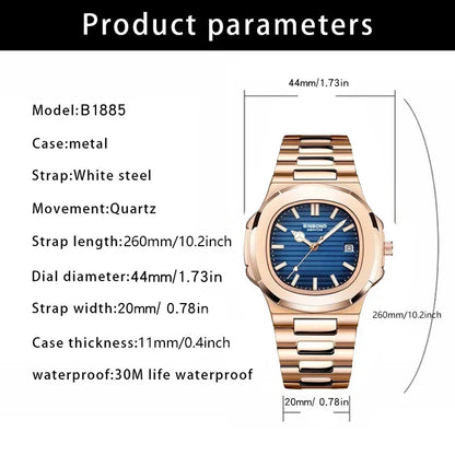 Nuevos relojes de pulsera de cuarzo informales de negocios, reloj de oro rosa para hombre, reloj de lujo, relojes automáticos para hombre, Reloj Masculino negro