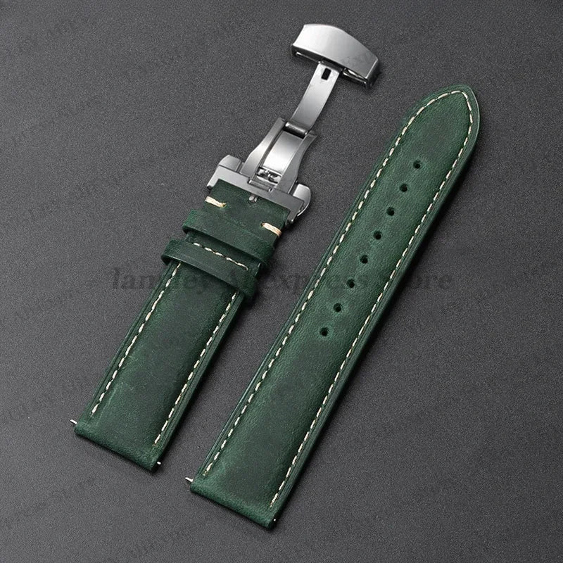 Polar Leather Watch Band For Smartwatch Genuine Calfskin Butterfly Clasp