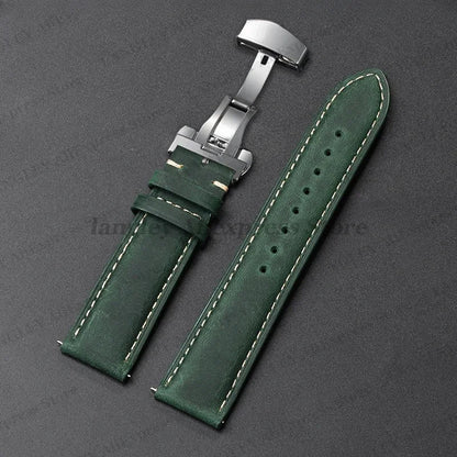 Polar Leather Watch Band For Smartwatch Genuine Calfskin Butterfly Clasp