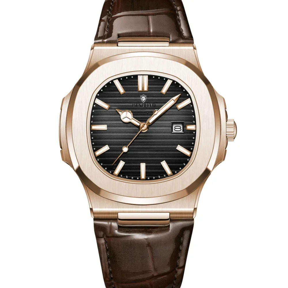 Nuevos relojes de pulsera de cuarzo informales de negocios, reloj de oro rosa para hombre, reloj de lujo, relojes automáticos para hombre, Reloj Masculino negro