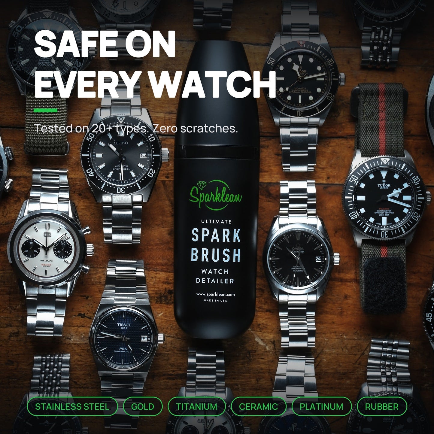 SparkBrush™ by Sparklean® — Soft-Bristle Watch & Jewelry Cleaner + Microfiber Cloth