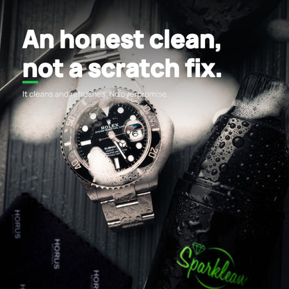 SparkBrush™ by Sparklean® — Soft-Bristle Watch & Jewelry Cleaner + Microfiber Cloth