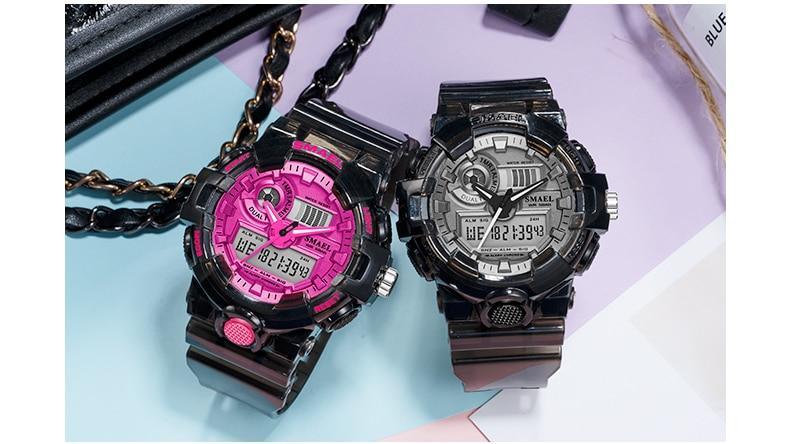 Montre Sport Digitale Homme et Femme Lumineuse Double Fuseau Horaire Étanche 5 Bars Montre-Bracelet Militaire Moderne pour Homme Avec Mode Nuit