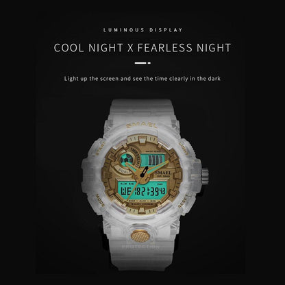 Montre Sport Digitale Homme et Femme Lumineuse Double Fuseau Horaire Étanche 5 Bars Montre-Bracelet Militaire Moderne pour Homme Avec Mode Nuit