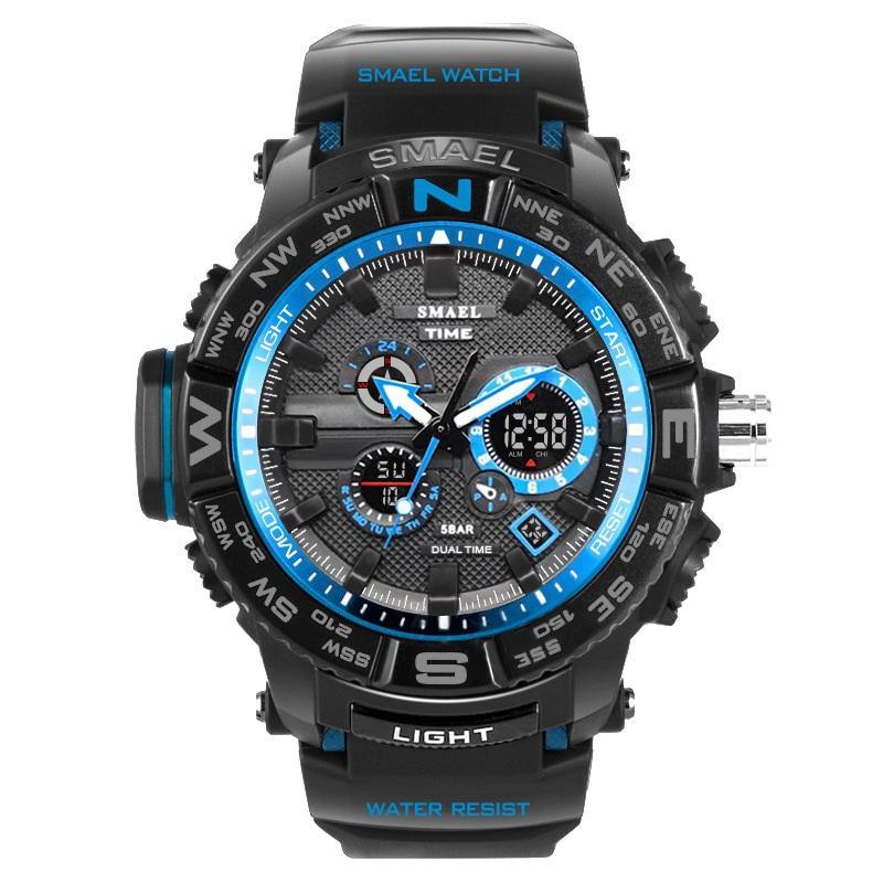 Nuevo reloj deportivo de lujo con pantalla dual LED digital analógica electrónica de cuarzo y protección resistente al agua de 30 m