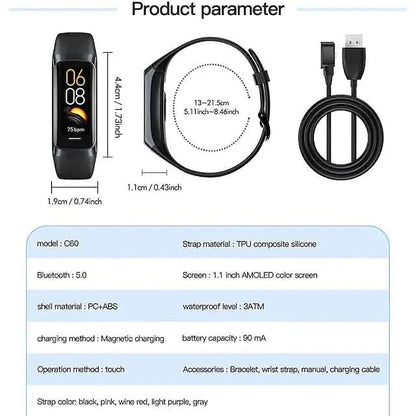 C60 Smart Watch 1.1" Fitness Bluetooth Watch