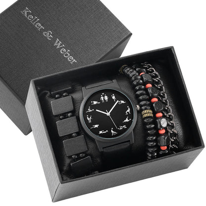 Caja de Regalo para Hombre Set de Reloj Reloj de Moda Pulsera Set Cuarzo