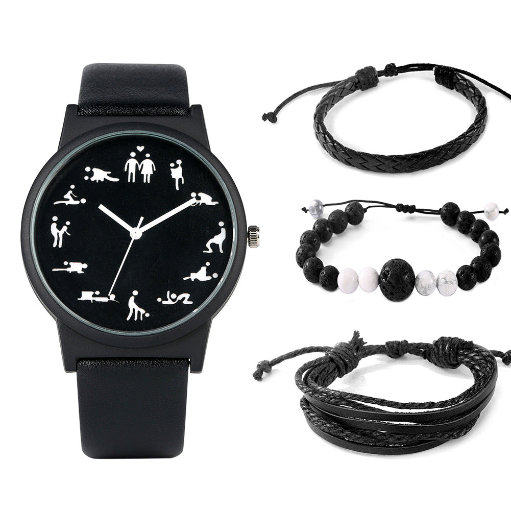 Caja de Regalo para Hombre Set de Reloj Reloj de Moda Pulsera Set Cuarzo