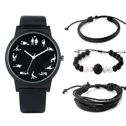 Caja de Regalo para Hombre Set de Reloj Reloj de Moda Pulsera Set Cuarzo