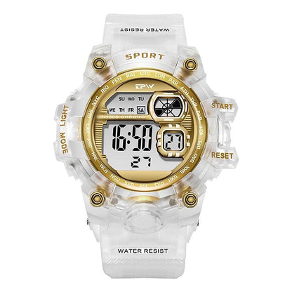 Digital Watches For Women School Girl Student  Transparent Color Water Resistent Silicone Strap Stopwatch Alarm Countdown Dual Time Ultra Super Wide-Angle Display Digital Wrist Watches For Men Women