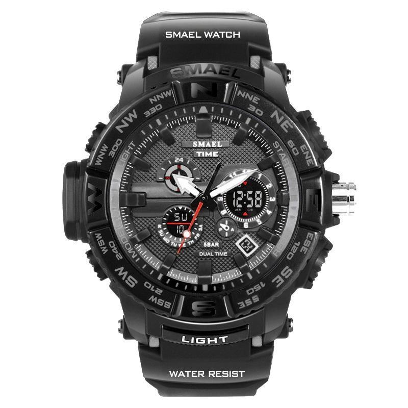 Nuevo reloj deportivo de lujo con pantalla dual LED digital analógica electrónica de cuarzo y protección resistente al agua de 30 m