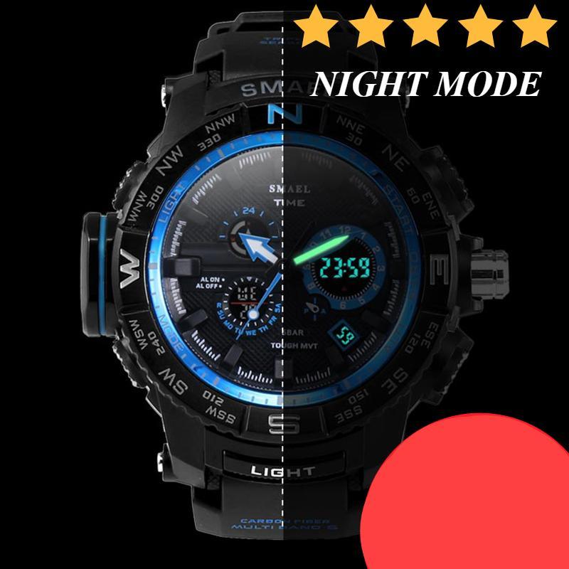 Nuevo reloj deportivo de lujo con pantalla dual LED digital analógica electrónica de cuarzo y protección resistente al agua de 30 m