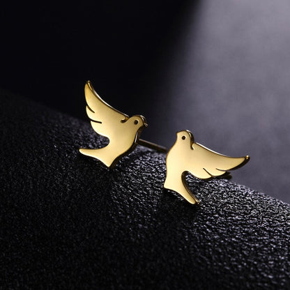 Peace Dove Stud Earrings olive branch baptism wedding dove symbol of Sole and Holy Spirit Womans Girls Christian Jewelry Jewellery