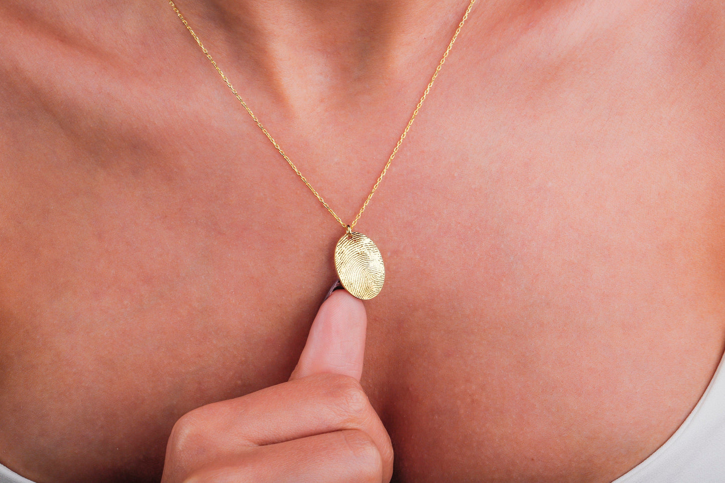 Actual Fingerprint and  Handwriting Necklace - Sterling Silver Memorial Jewelry