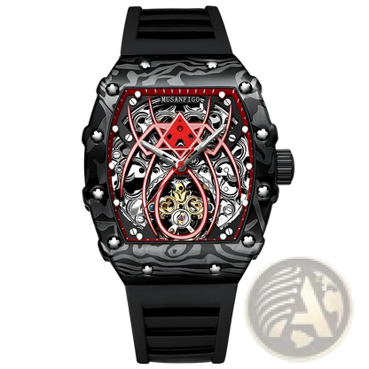 Men's Barrel Skeleton Automatic Mechanical Sport Watch