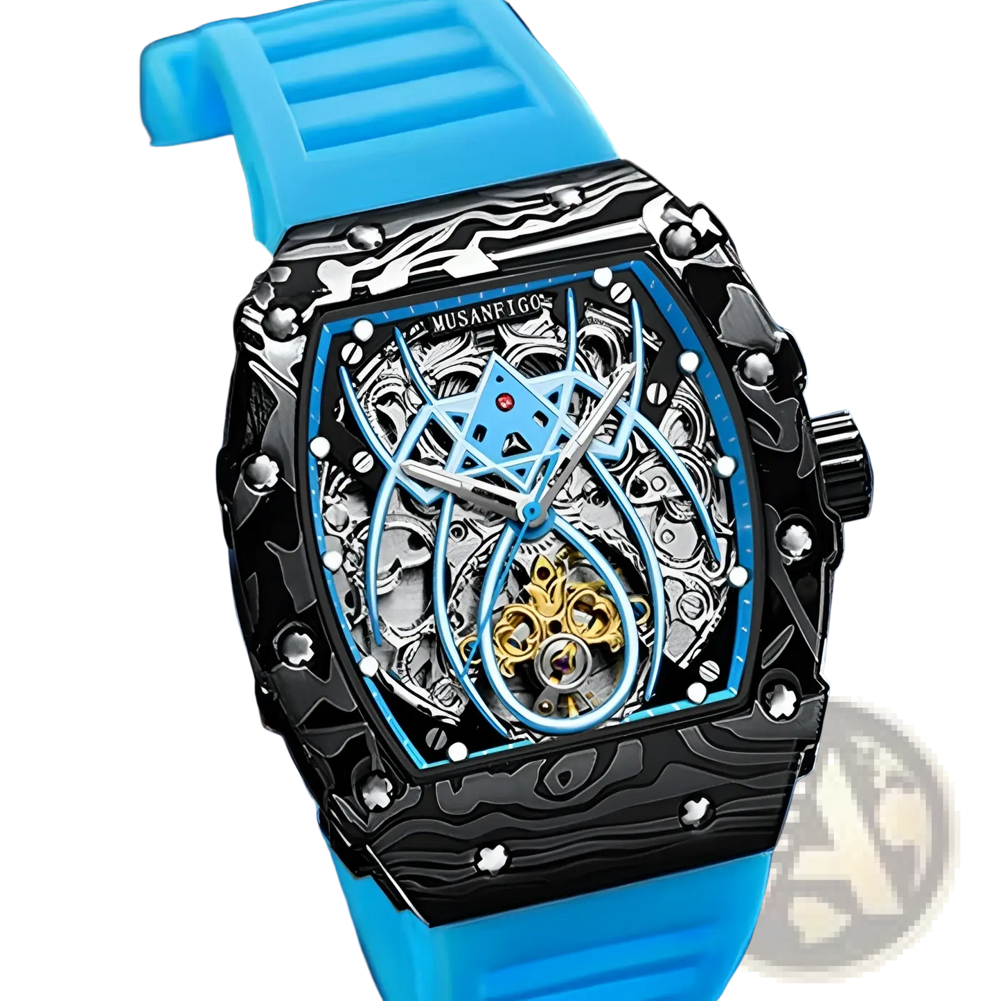 Men's Barrel Skeleton Automatic Mechanical Sport Watch