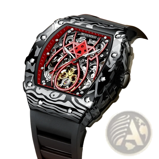 Men's Barrel Skeleton Automatic Mechanical Sport Watch