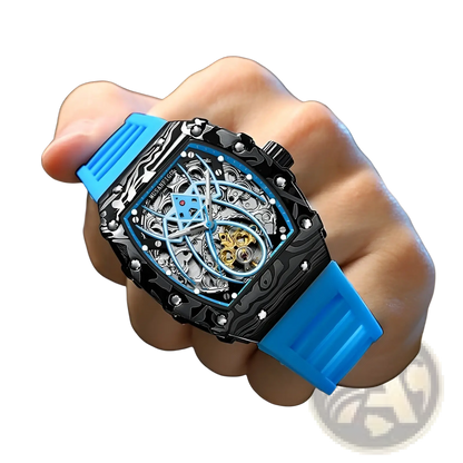 Men's Barrel Skeleton Automatic Mechanical Sport Watch