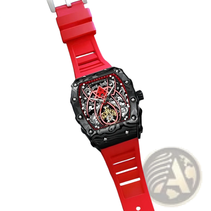 Men's Barrel Skeleton Automatic Mechanical Sport Watch