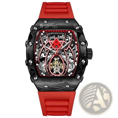 Men's Barrel Skeleton Automatic Mechanical Sport Watch