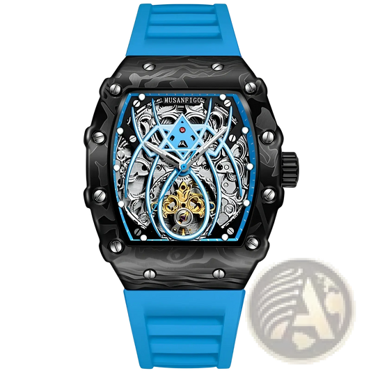 Men's Barrel Skeleton Automatic Mechanical Sport Watch