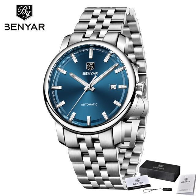 Montre de Sport Classique Luxe Automatique Mécanique pour Homme, Bracelet en Cuir Véritable Résistant à l'Eau, Montre-Bracelet Décontractée