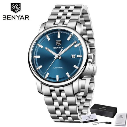 Montre de Sport Classique Luxe Automatique Mécanique pour Homme, Bracelet en Cuir Véritable Résistant à l'Eau, Montre-Bracelet Décontractée