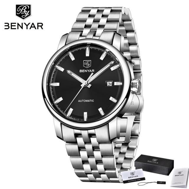 Montre de Sport Classique Luxe Automatique Mécanique pour Homme, Bracelet en Cuir Véritable Résistant à l'Eau, Montre-Bracelet Décontractée