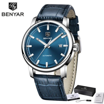 Montre de Sport Classique Luxe Automatique Mécanique pour Homme, Bracelet en Cuir Véritable Résistant à l'Eau, Montre-Bracelet Décontractée