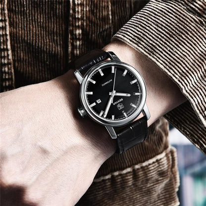 Montre de Sport Classique Luxe Automatique Mécanique pour Homme, Bracelet en Cuir Véritable Résistant à l'Eau, Montre-Bracelet Décontractée