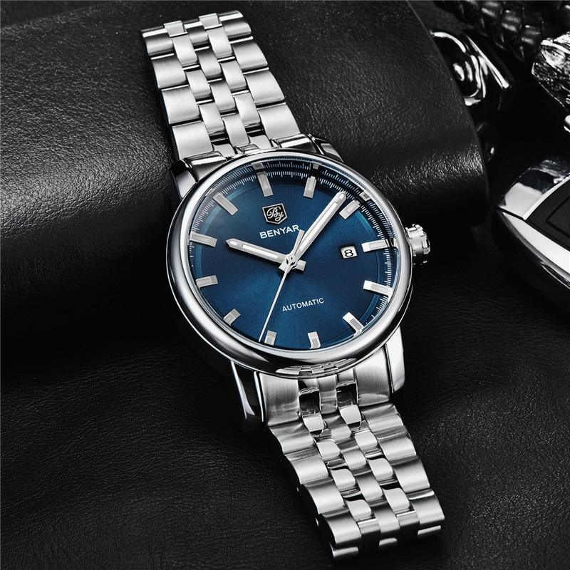 Montre de Sport Classique Luxe Automatique Mécanique pour Homme, Bracelet en Cuir Véritable Résistant à l'Eau, Montre-Bracelet Décontractée