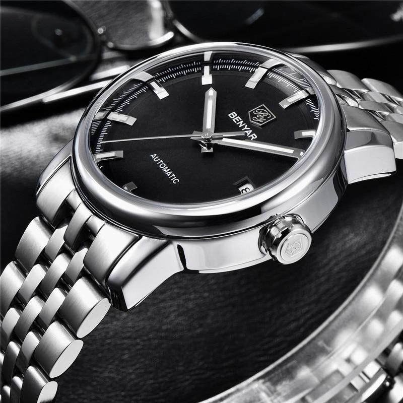 Montre de Sport Classique Luxe Automatique Mécanique pour Homme, Bracelet en Cuir Véritable Résistant à l'Eau, Montre-Bracelet Décontractée