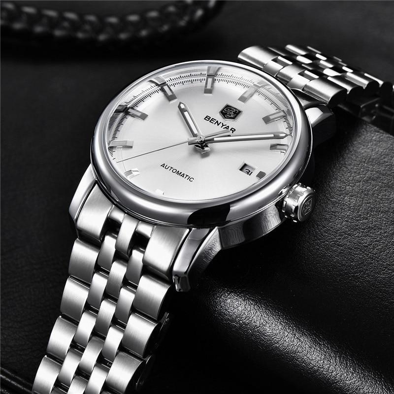Montre de Sport Classique Luxe Automatique Mécanique pour Homme, Bracelet en Cuir Véritable Résistant à l'Eau, Montre-Bracelet Décontractée